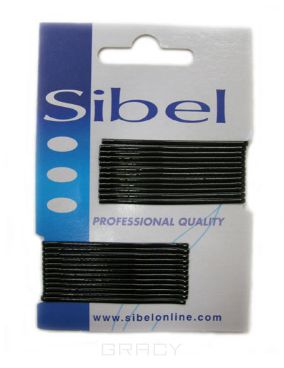 Sibel Невидимки гладкие 50 мм, 24 шт./уп. (3 цвета), 24 шт./уп. Цвет: черный