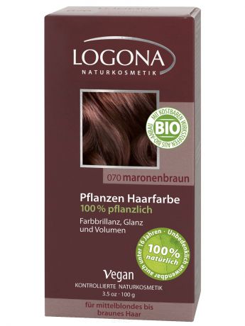 Logona Растительная краска для волос, 100 г (8 оттенков), 080 Натурально-коричневый, 100 г