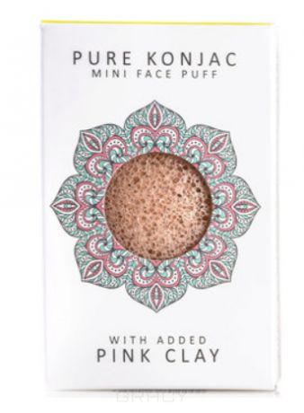 The Konjac Sponge Co Мини-спонж для умывания лица с розовой глиной для чувствительной кожи Pure Mini Face Puff with Pink French Clay