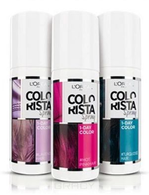 L'Oreal Красящий спрей для волос на 1 день Colorista Spray 1-Day, 75 мл (6 оттенков), 5 бирюзовый, 75 мл