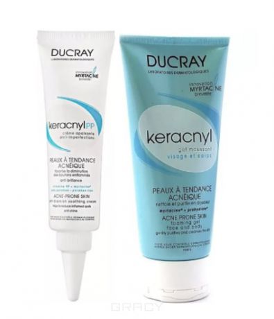 Ducray Программа ухода (Крем PP успокаивающий против дефектов кожи, склонной к появлению Акне + Гель очищающий пенящийся для проблемной кожи) Keracnyl PP, 30 + 40 мл
