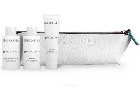 Bioline Подарочный набор Primaluce pensil-case для обновления кожи лица, шеи и декольте с AHA, 50/50/50 мл + пенал-косметичка