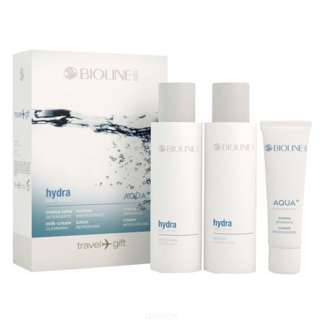Bioline Дорожный набор для очищения и увлажнения кожи лица, шеи и декольте Travel Gift kit Hydra, 30/100/100 мл