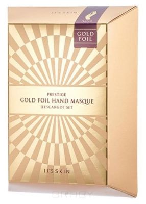 It's Skin Маска для рук "Дескарго Голд", питательная Prestige Gold Foil Hand Masque D'escargot, 1набор (6 мл*2 шт X 5шт)