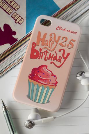 Чехол для iphone 4/4S с вашим текстом "Happy Birthday!"