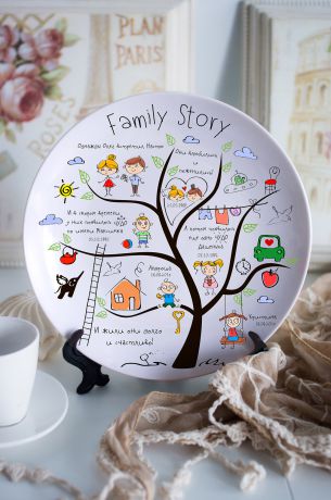 Тарелка декоративная с вашим текстом "Family Story"