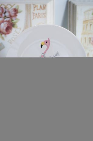 Тарелка декоративная с вашим текстом "Фламинго"