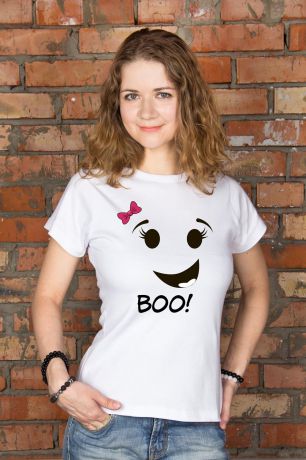 Футболка женская с вашим текстом "Boo!"