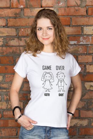 Футболка женская с вашим текстом "Game Over"