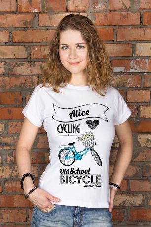 Футболка женская с вашим текстом "Bicycle"