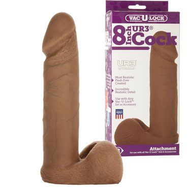 Doc Johnson Vac-U-Lock Cock 20 см, коричневый Реалистичная насадка