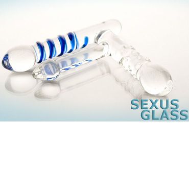 Sexus Glass фаллоимитатор для двойного проникновения Стеклянный, с фигурной ручкой