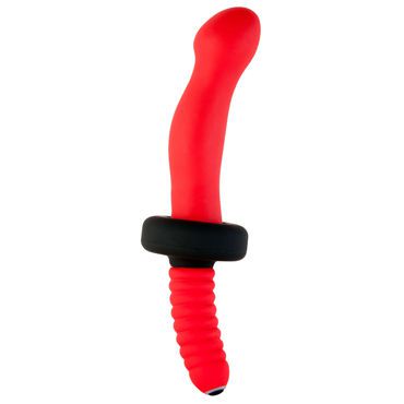 ToyFa Black&Red Анальный вибратор 16.5 см, красный С удобной рукояткой