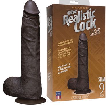 Doc Johnson Vac-U-Lock The Realistic Cock 24 см, черный Реалистичный фаллоимитатор-насадка к трусикам