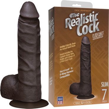 Doc Johnson Vac-U-Lock The Realistic Cock 19 см, черный Реалистичный фаллоимитатор-насадка к трусикам