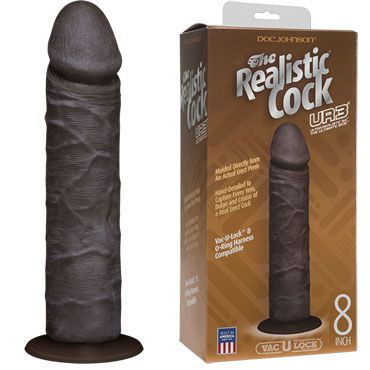 Doc Johnson Vac-U-Lock The Realistic Cock Without Balls 22 см, черный Реалистичный фаллоимитатор-насадка