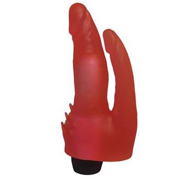 Bioclon Анально-вагинальный вибратор, красный С щеточкой для стимуляции клитора