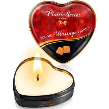 Plaisirs Secrets Massage Candle Heart Caramel, 35мл Свеча массажная с ароматом Карамель