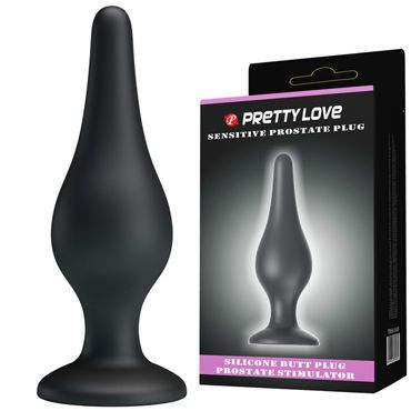Baile Pretty Love Sensitive Prostate Plug, черная Анальная пробка на присоске среднего размера