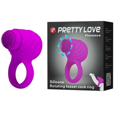 Baile Pretty Love Florence, розовое Эрекционное кольцо с ротационным стимулятором клитора
