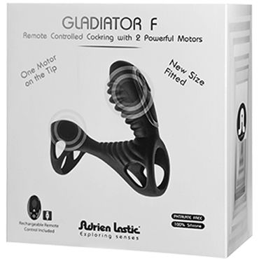 Adrien Lastic Gladiator F, черная Насадка на пенис с пультом управления LRS
