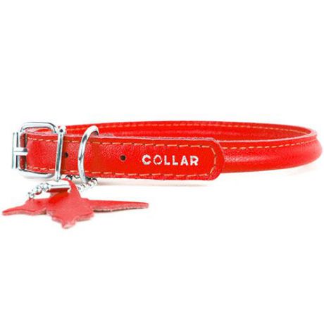 Ошейник для собак COLLAR GLAMOUR круглый для длинношерстных собак 8мм 33-41 см красный