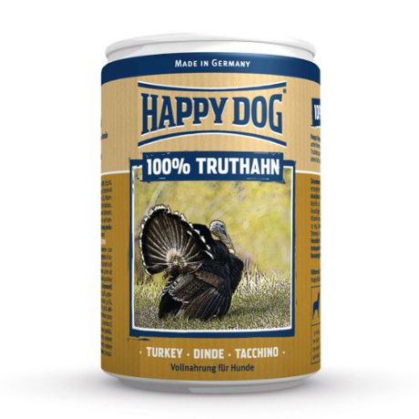 Корм для собак HAPPY DOG 100% мясо Индейка ж/б конс. 400г