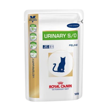 Корм для кошек ROYAL CANIN (Роял Канин) Vet Diet Urinary S/O при мочекаменной болезни курица конс. 100г