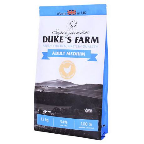 Корм для собак DUKE'S FARM для средних пород, курица сух. 12 кг