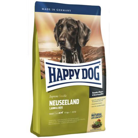 Корм для собак HAPPY DOG Новая Зеландия на основе мяса ягненка и риса сух. 4кг