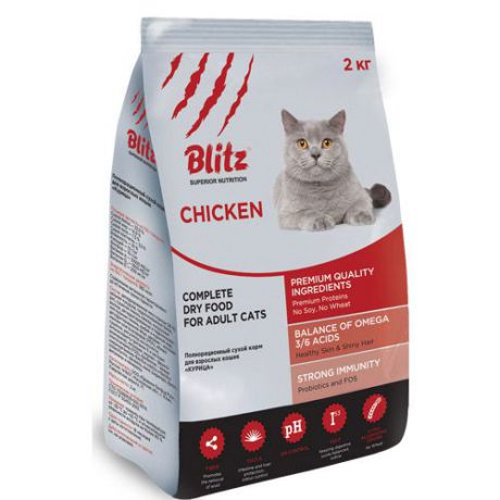 Корм для кошек BLITZ adult cat chicken с мясом курицы сух. 2кг