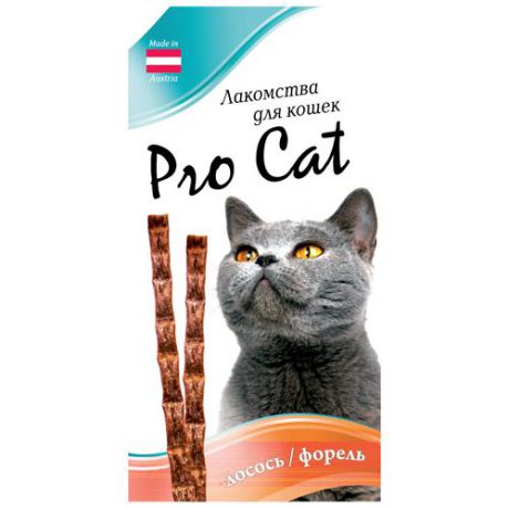 Лакомство для кошек PRO CAT Лакомые палочки лосось, форель 13,5см 5г*3шт 15г