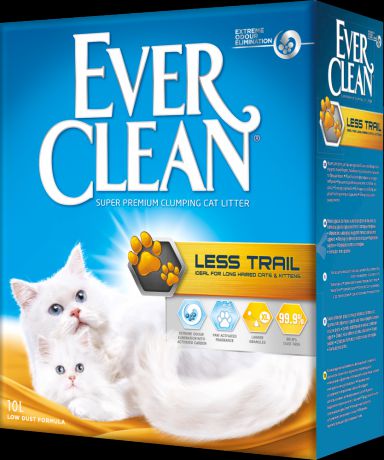 Наполнитель для кошачьего туалета EVER CLEAN Less Track комкующийся д/длинношер. б/ароматиз10кг