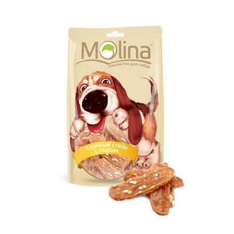 Лакомство для собак MOLINA Куриный стейк с сыром 80г