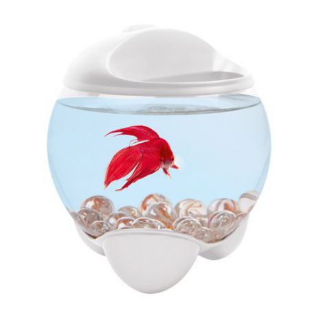 Аквариум TETRA BETTA BUBBLE аквариум-шар для петушков с освещением белый, 1,8л