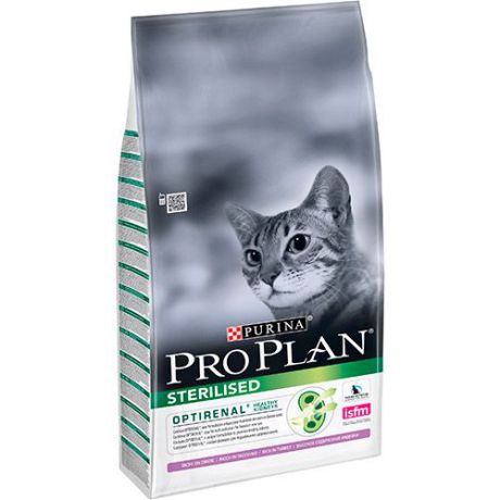 Корм для кошек PRO PLAN для стерилизованных и кастрированных индейка сух.10кг