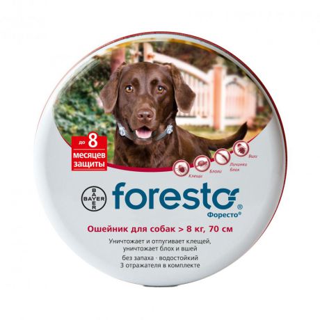 BAYER Foresto Ошейник для собак от 8кг от клещей, блох и вшей, защита 8 месяцев 70см