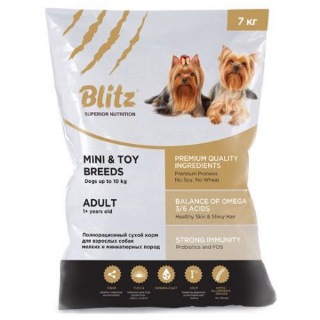 Корм для собак BLITZ adult mini & toy breeds для мелких и миниатюрных пород, сух. 7кг