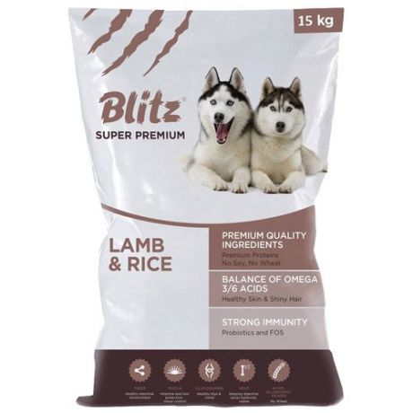 Корм для собак BLITZ lamb & rice all breeds adult с ягненком и рисом сух. 15кг