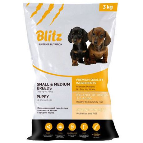 Корм для щенков BLITZ puppy medium & small breeds для мелких и средних пород сух. 3кг