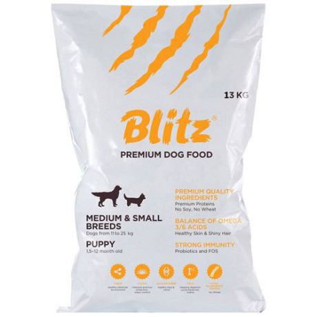 Корм для щенков BLITZ puppy medium & small breeds для мелких и средних пород сух. 15кг