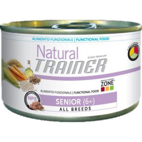 Корм для собак TRAINER Natural для всех пород старше 6 лет курица, индейка конс. 150г