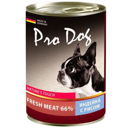 Корм для собак PRO DOG индейка, рис конс. 400г