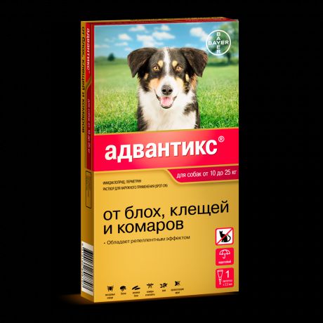 BAYER ADVANTIX для собак от блох, клещей, комаров 250 (10-25кг веса)