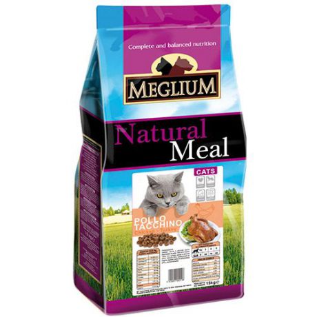 Корм для кошек MEGLIUM курица, индейка сух. 3кг
