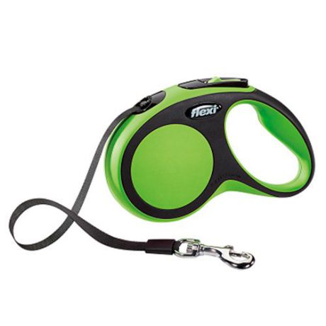 Рулетка для собак FLEXI New Comfort S (до 15кг) лента 5м черный/зеленый