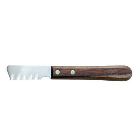 SHOW TECH тримминговочный нож 3280 с деревянной ручкой для шерсти средней жесткости