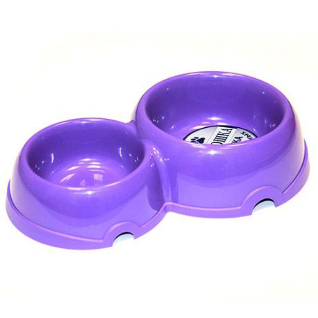 Миска для животных ХОРОШКА двойная пластиковая фиолетовая 100200мл