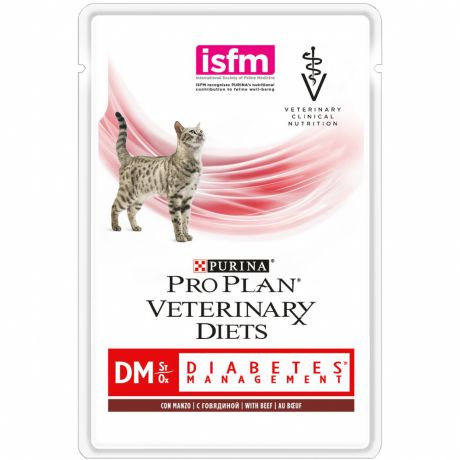 Корм для кошек PRO PLAN Veterinary Diets DM при диабете, с мясом конс. пауч 85г