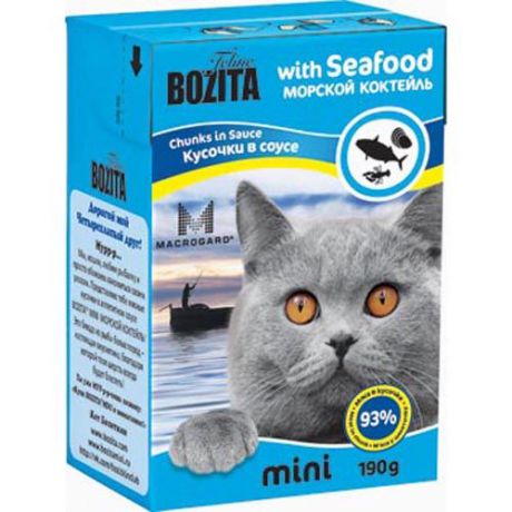 Корм для кошек BOZITA Mini кусочки в соусе морской коктейль конс.190г